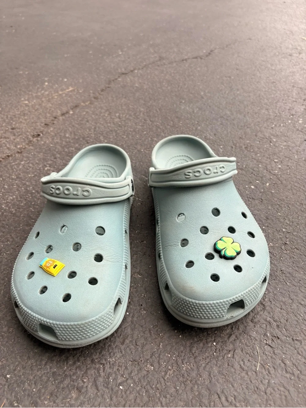 CROCS Kids Classic Clog in Seafoam Green with Charms